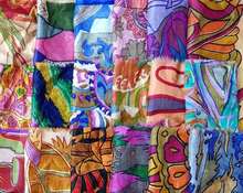 Vintage Fabrics Crafts 30 Pcs 8" By 8" Squares Silk Sari Fabrics Scrap Material Remnants For Art And Craft Scrapbook Art Doll Versatile Gift Wrap &Amp; DIY Decor - 白色 - 查看 3