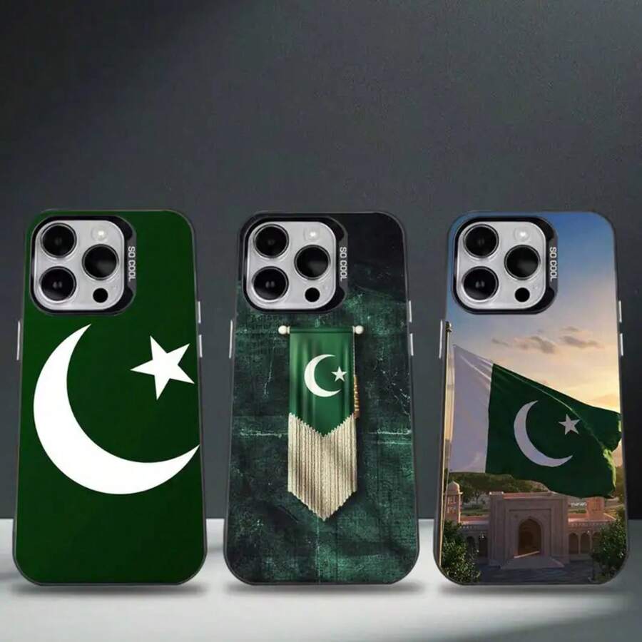 Funda de Teléfono con Bandera de P-Pakistan-n para 17,16,15,14,13,12,11,Pro,Max,Plus, Cubierta de TPU Negra - Z4 - Ver 1