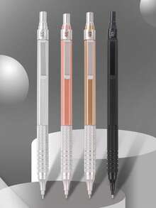 0.3/0.5/0.7/2.0mm Automatic Mechanical Pencil Set, 100pcs Refill Leads, Low Center Of Gravity, Retractable Tip, Metal Body, Back To School Essential - Black - View 7