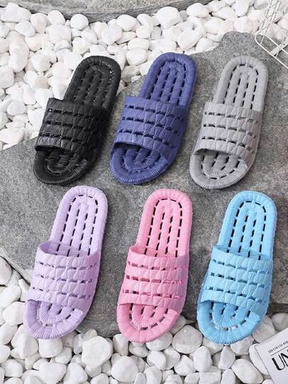 Hollow Slip-Resistant Anti-Odor Bathroom Slippers, Thick Sole Shower Slippers For Bathroom, Hotel, Spa