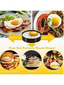 1pc Stainless Steel Omelet Ring - Non Stick Round Omelet/Pancake Mold, Suitable For Fried Eggs, Fried Chicken Rolls, Pancakes, Hamburgers, Sandwiches And Other Breakfast Cooking Tools - Easy To Clean Kitchen Gadgets