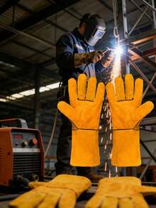 1只耐热焊接手套，适用于处理动物，如狗、猫、猎鹰、爬行动物，加固皮革，家用工具 - 彩色 - 查看 5