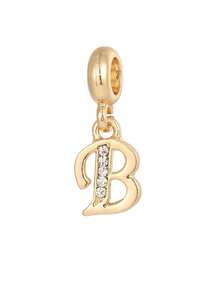 1pc Fashionable Zinc Alloy Rhinestone Letter Pendant, Suitable For DIY Jewelry Making - Gold - View 5