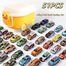 50 Mini Racing Car Toys With A 10.43-Inch Long Storage Box That Holds 50 Mini Racing Cars Of Random Styles. - Multicolor - View 1