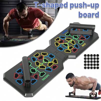 Multifunctional Foldable Push Up Board With Fitness Bands & Color-Coded Push Up Stands - Non-Slip Base Design For Stable Training, Ultra-Compact Storage For Indoor, Gymnasium & Outdoor Muscle Workouts