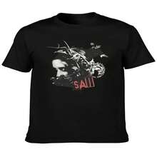 Camiseta de Terror SAW con Diseño de Tortura de Cabeza, para Hombre y Mujer, de Algodón, Estilo Vintage, Cuello Redondo, Tops de Terror Harajuku - Negro - Ver 2