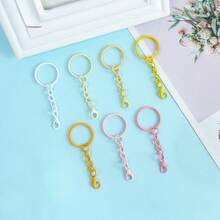 50/100pcs Colorful Key Chain Set, Metal Round Split Key Rings With Lobster Clasp, Craft Pendant DIY Accessories - Keychain - View 4