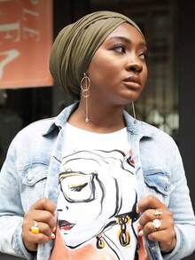 Wraps Stretch Scarf Long African Hair Wraps Turban Headwraps Jersey Headbands - Dark Army Green - View 5