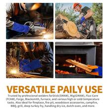 Leather MIG Welding Gloves - Heat Fire Resistant For Welding/Grilling/BBQ/Fireplace(Black/Brown/Blue),Blue - Blue - 查看 8