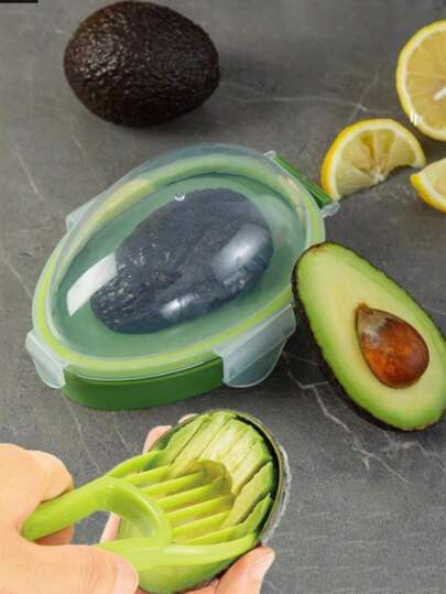 2pcs Transparent Airtight Avocado Storage Container With 3-In-1 Tool Set - Ideal For Outdoor & Camping Use