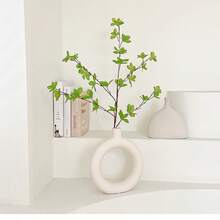 1pc Round-Shaped White Plastic Vase, A Decorative Ornament For Arranging Artificial And Dried Flowers, Suitable For Living Room Home Decor, Tabletop Decorations For New Year, Valentine's Day, Mother's Day And Middle Eastern Festivals, As Well As An Ideal Housewarming Gift. - White - View 4