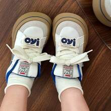 女士百搭厚底运动鞋，2025新款夏季小众厚底时尚日常白色鞋，德式风格 - 米藍 - 查看 2