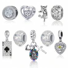 9件套时尚手工心形花朵串珠圆形吊坠，DIY手链项链配件 - 彩色 - 查看 8