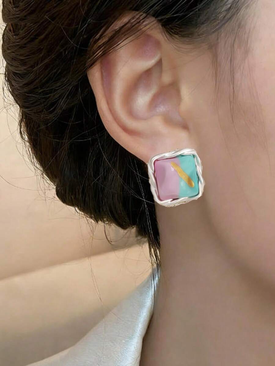 1 Pair Artistic Geometric Versatile Creative French Romantic Square Casual Earrings - Square Earrings - View 1