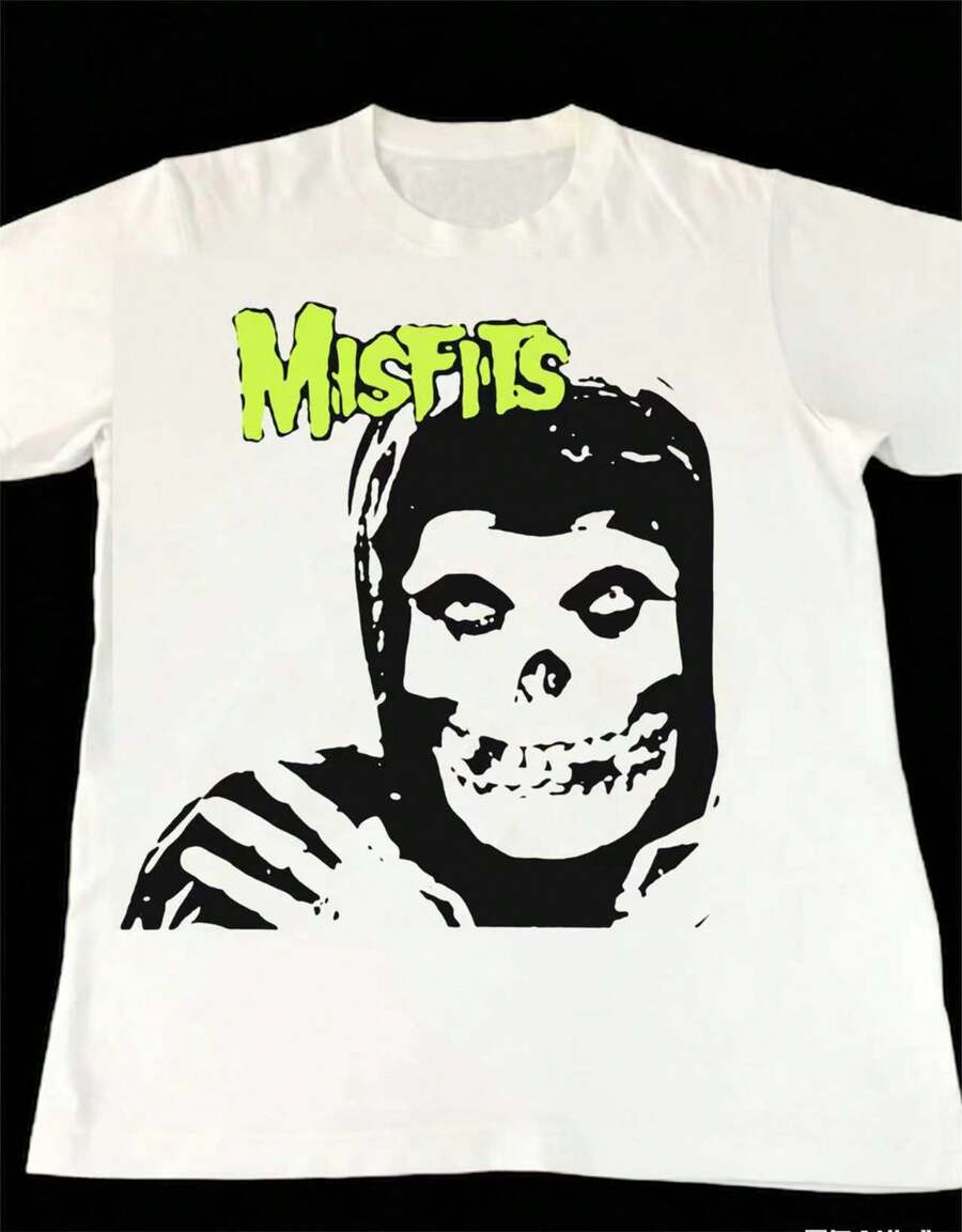 Misfits American Punk Rock Band Horror Subgenre Big Logo Tee T-Shirt Over Printed Streetwear Fits Size S YA048j - 白色 - 查看 1