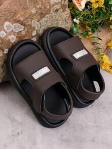 Kids Summer Breathable Sandals, PU Leather Upper Soft Non-Slip Sole, New 2026 Brown Open Toe Shoes For Boys And Girls - Brown - View 3