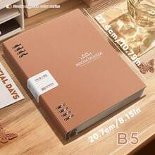 Cuaderno de hojas sueltas con color mousse de moca, A5/B5, con una apariencia hermosa, páginas interiores reemplazables, anillos deslizantes, papel grueso, gran capacidad de 60 hojas/120 páginas, para notas escolares, registros de trabajadores de oficina, cuaderno de hojas sueltas especial - Multicolor - Ver 11