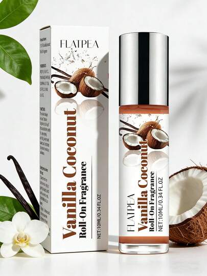 10毫升/0.34液盎司香草椰子香氛滚珠精油 - 持久留香，多用途精油，可用于香薰/身体按摩/护肤，女士完美礼物