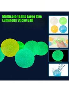 1/2/4/6/8/10/12pcs Glow-In-The-Dark Sticky Balls, Can Stick To Ceiling, Stress Relief, Luminous In Dark, Fun Fidget Toys, Suitable For Adults To Relieve Anxiety And Stress - Multicolor - View 4