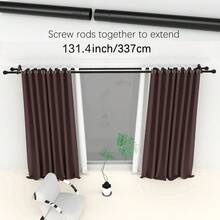 0.748 Inch - 0.63 Inch Black Double Rod Curtain Rod Set, Length 60 To 147 Inches. Fits 55 To 142 Inch Windows, Classic Dual Small Ball Finials, Suitable For Sheer And Blackout Curtains, Bedroom, Living Room, Farmhouse - Black - View 14