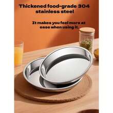 不锈钢圆形烤盘 - 重型商用及家用多功能烤盘，可用作蛋糕、开胃菜、水果蔬菜拼盘，抛光表面具有反光效果，用途广泛的厨房用具 - 彩色 - 查看 8