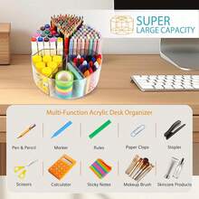 Organizador de Acrílico para Bolígrafos de Escritorio, Porta Lápices Giratoria - Tamaño pequeño - Ver 3