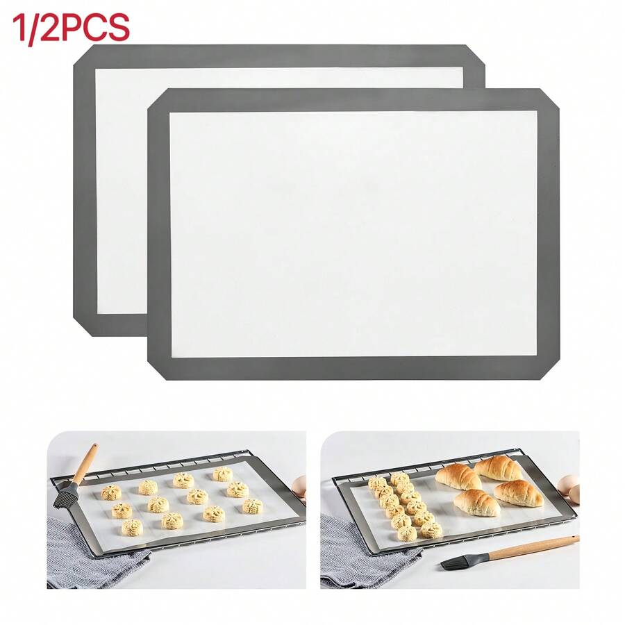 1/2pcs Set Silicone Baking Mat, Non-Stick Reusable Pastry Sheet For Macarons And Pastries, Baking Accessories