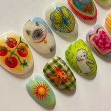 A Box Of 10 Traditional Handmade Armor Pastoral Cute Cartoon Cat Puppy Fish Enthusiastic Sun Sweet Tomato Orange Flowers Delicious Poached Eggs - 可愛的卡通 - 查看 6