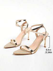 Sexy Buckle Party Summer New Gold Women Shoes Versatile Sexy Ankle Strap Thin Heel Sandals Open Toe High Heels - Gold - View 10