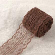 4.5cm Lace Non-Elastic Beige Lace, 20 Colors In Stock, Clothing Accessories, Jewelry, Linen Flowers - 4.5公分寬*深咖啡* - 查看 3