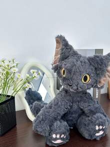 1 chú mèo đen nhồi bông dễ thương, cao 30cm/11.81inch, siêu mềm mại, bông xù, thú nhồi bông đáng yêu như thật với đôi mắt vàng to tròn, món quà sinh nhật, Giáng sinh, Ngày lễ tình nhân hoàn hảo cho trẻ em và những người yêu mèo, trang trí ấm cúng cho phòng ngủ, ghế sofa, phòng trẻ em. - màu đen - Xem 12