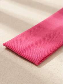1 pièce Bandeau de sport élastique tricoté fuchsia, convient pour le port quotidien. Accessoire pour cheveux pour femmes - Rose vif - Voir 3