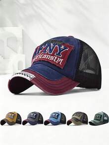 1pc Men's Outdoor - Embroidered "79 New York" Patchwork Washed Baseball Cap, Adjustable UV Protection Casual Hat For Spring/Autumn Travel, Beach, Suitable For Men, Y2K Style, Great For Valentine's Day Gift - Baseball Cap - View 14