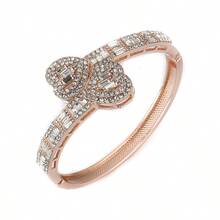 1pc Women's Gold Bracelet, Hip Hop Style Rhinestone Encrusted Luxury Heart & Rectangle Zirconia Bangle, Fashion Jewelry Gift For Valentine's Day, Mother's Day - 彩色 - 查看 13
