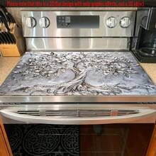 1pc Floral Pattern Stove Top Protector - Non-Slip, Anti-Scratch Multi-Purpose Suitable For Induction Cooktop, Oven, Washing Machine And Mouse Pad - Stylish Kitchen Decor, Stove Top Protector, Home Surface Covering, High Temperature Resistant Pad - 1件-20.5*28.3吋/52*72厘米 - 查看 3