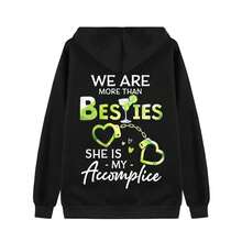 My Partner In Crime And Alibi Matching Hooded Sweatshirt, Funny Friendship Gift For Women Or Best Friends  Machine Washable Fall/Winter Men's Fashion,Original Unisex HoodieMen's Unlined Graphic High Contrast Print Lightweight PulloverGraphic Mens Soft Cotton, Crew Neck, Easy Fit, Comfortable, Unique Print, New Arrival, Double-Sided PrintedGraphic PrintedNon-Fleece Hoodie Everyday Sweatshirt - Multicolor - View 1
