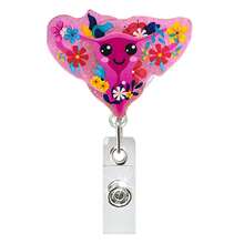 1 Peça Carretel Retrátil Floral, Suporte Expansível para Crachá com Flor de Útero de Acrílico, Adequado para Enfermeiras, Médicos, Voluntários, Clipes de Cartão de Identificação de Professores - Multicolorido - Visão 10