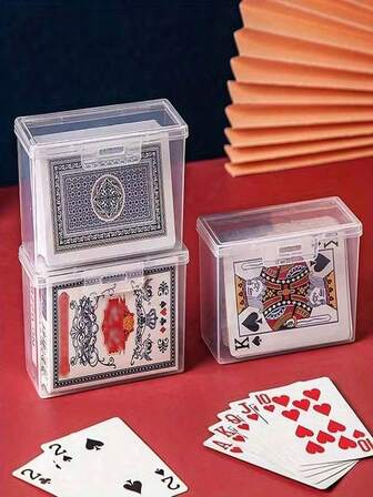 1 pieza Caja de almacenamiento de tarjetas transparente - Caja de almacenamiento de tarjetas de juego y juegos de mesa de plástico de alta resistencia, diseño apilable, adecuada para uso doméstico/oficina, caja de tarjetas a prueba de fugas, excelente para almacenar tarjetas de visita, tarjetas de juego, tarjetas de crédito | Caja de almacenamiento transparente para tarjetas de juego y tarjetas de crédito | Solución de almacenamiento de moda | Caja de almacenamiento de plástico, empaque aleatorio