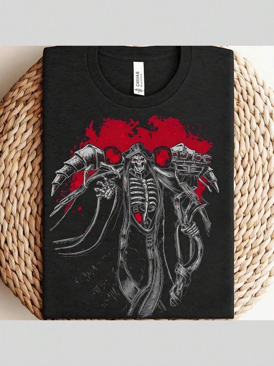 Overlord Shirt, Ainz Ooal Gown Shirt, Ainz Shirt, Skeleton King Shirt, Skeleton Knight Tshirt, Gift For Him, Gift For Her, Overlord Tshirt - màu đen - Xem 1