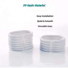 C-Shaped Curtain Hooks PP Resin Easy Installation Quiet & Smooth For Shower & Window Curtains - Multicolor - View 2