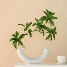 1pc Crescent-Shaped White Plastic Vase, A Decorative Ornament For Arranging Artificial And Dried Flowers, Suitable For Living Room Home Decor, Tabletop Decorations For New Year, Valentine's Day, Mother's Day And Middle Eastern Festivals, As Well As A Perfect Housewarming Gift. - White - View 11