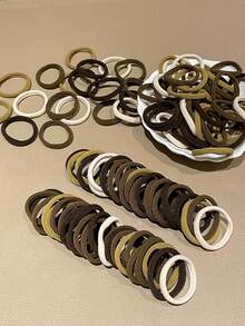 50pcs Assorted Neutral Color Basic High Elastic Hair Ties, Simple Ponytail Hair Bands, Daily Hairstyle Accessories, Seamless Hair Ties, High Stretch Towel Scrunchies, Essential For Daily, Makeup, Travel, Graduation, Women Gifts Head Accessories