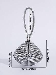 Mini Clutch Bag With Rhinestone Decor, Elegant Handbag For Women, Suitable For Party, Event, Daily Use, Dating, Shopping, Can Be Used As Coin Purse, Fashion Handbag - Silver - View 4