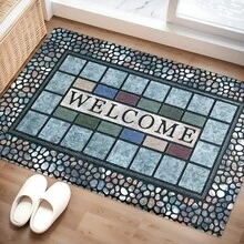 1pc Vintage Pattern Printed Rug, Faux Wool Mat - Highly Absorbent, Easy To Clean, Suitable For Home Decor, Farmhouse, Entryway, Indoor, Room, Kitchen, Dining Room, Small Office/Home Office, Sink, Laundry Room, Doormat, Kitchen Mat, Non-Slip Mat - Multicolor - View 1