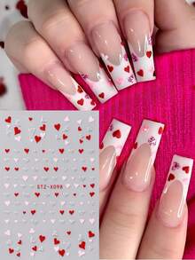 2 piezas Pegatinas de arte de uñas en forma de corazón mini con brillo rojo, rosa y plateado, corazones superpuestos, decoración de uñas brillante para el Día de San Valentín, suministros de uñas para mujeres y niñas para manualidades - Multicolor - Ver 9