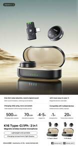 REMAX Magnetic Button Wireless Microphone Lavalier Microphone/Recording Device For Live Streamers And Hosts (One-To-Two) K16 - Type C - View 4