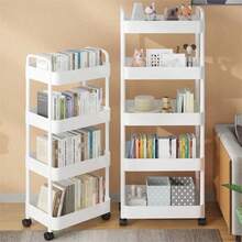 3/4/5 Tier Heavy Duty Rolling Storage Cart - Compact Movable Storage Shelving Unit, Made Of Sturdy Plastic Structure. Easy Assembly Without Tools, Space-Saving Design, Suitable For Kitchen, Bathroom, Office And Bedroom. Ideal For Home And Commercial Use. White/Black Heavy Duty Storage Cart, Compact And Durable Design. - Multicolor - View 8