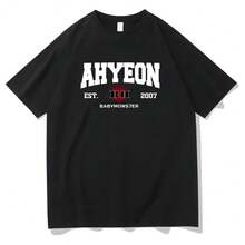 Camisetas AHYEON EST 2007, banda de Kpop , camiseta estampada para chicas y mujeres, camiseta de verano de alta calidad, ropa de calle - Negro - Ver 11