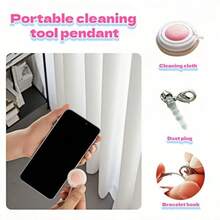 2 Pack Phone Screen Cleaner Dust Plug Portable Keychain Screen Cleaner For Glasses Phone Tablet Lens - Reusable Washable Cute Design With Wrist Strap Pink/Green (Pink+Green) - Hồng Xanh - Xem 2