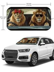 Parasol plegable y divertido para parabrisas de coche, protección solar para el interior del automóvil, bloquea los rayos UV, ajuste universal 59.06 X 27.5 pulgadas, mantiene tu vehículo fresco - Parasoles interesantes para el coche - Ver 13